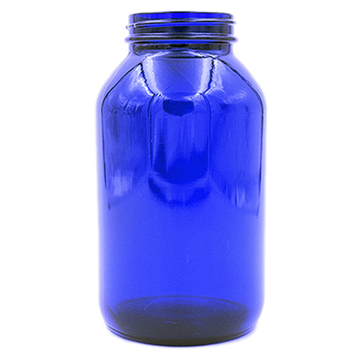 cobalt blue glass round wide mouth packer 500cc